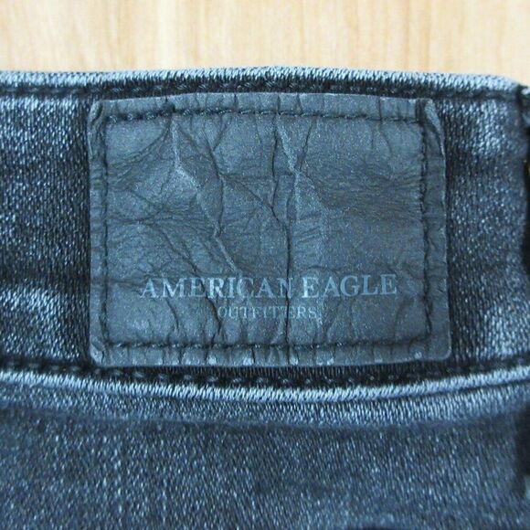 AMERICAN EAGLE Hi-Rise Shortie Womens Size 0 Black Lace Ripped Denim Jean Shorts - Picture 10 of 14